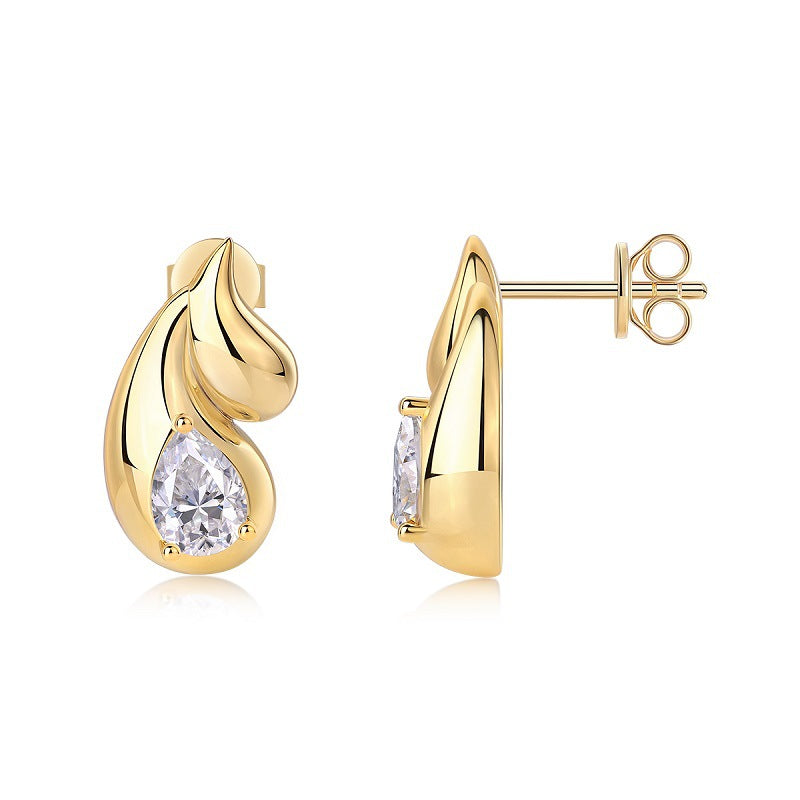 Refined Geometric Moissanite Earrings with Teardrop Stones
