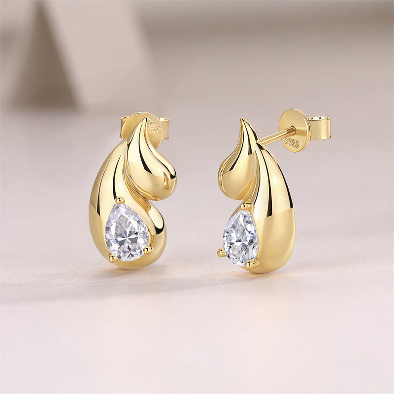 Refined Geometric Moissanite Earrings with Teardrop Stones