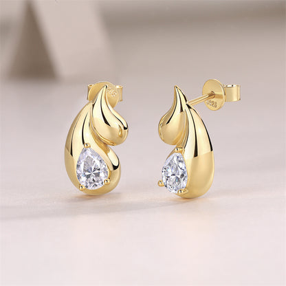 Refined Geometric Moissanite Earrings with Teardrop Stones