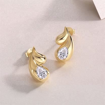Refined Geometric Moissanite Earrings with Teardrop Stones