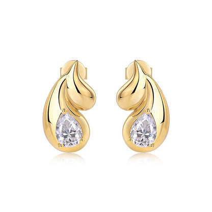 Refined Geometric Moissanite Earrings with Teardrop Stones