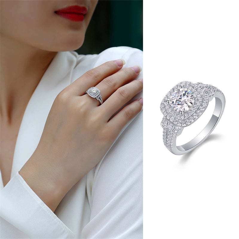 Refined Moissanite Accented Geometric Silver Band