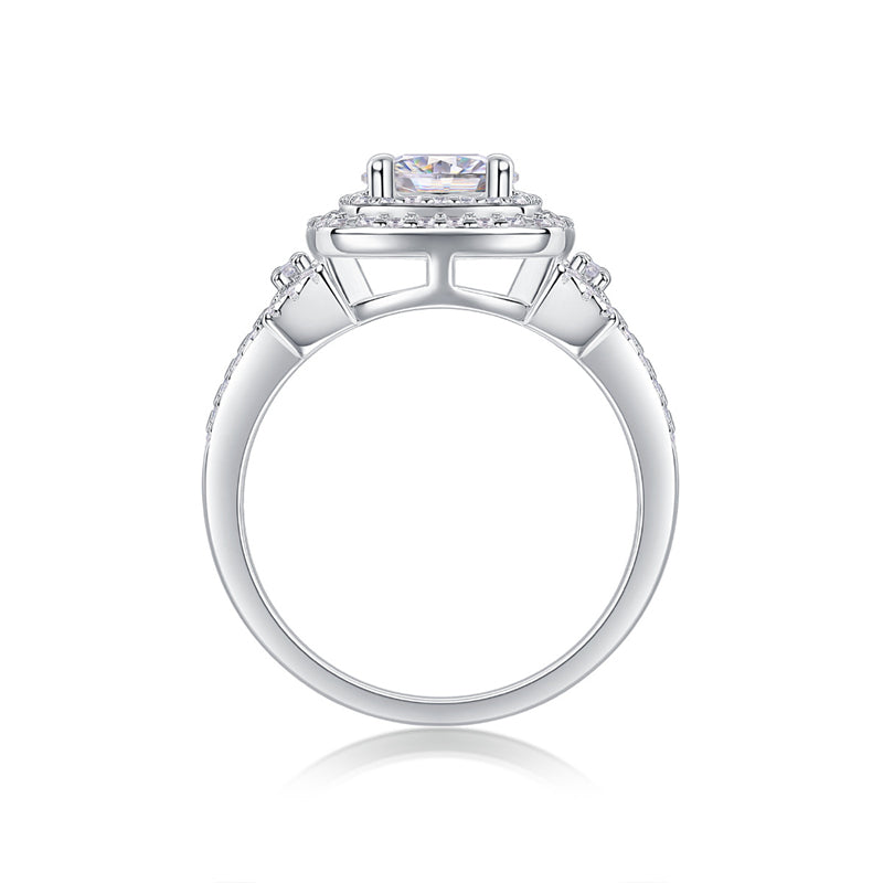 Refined Moissanite Accented Geometric Silver Band