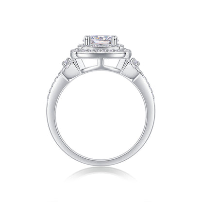 Refined Moissanite Accented Geometric Silver Band
