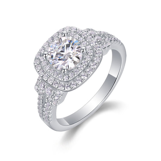 Refined Moissanite Accented Geometric Silver Band