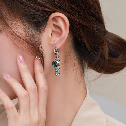 Rhodium Plated Wave and Square Earrings with 925 Silver Posts - Modern Architectural Design