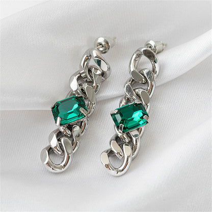 Rhodium Plated Wave and Square Earrings with 925 Silver Posts - Modern Architectural Design