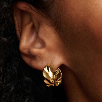 Gold Plated Wavy Hoop Earrings