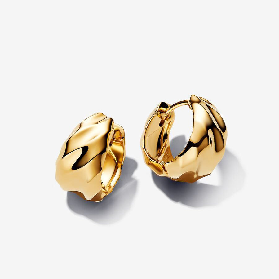 Gold Plated Wavy Hoop Earrings