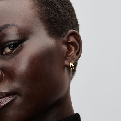 14k Gold Rippled Hoop Earrings