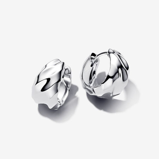 Sterling Silver Rippled Hoop Earrings