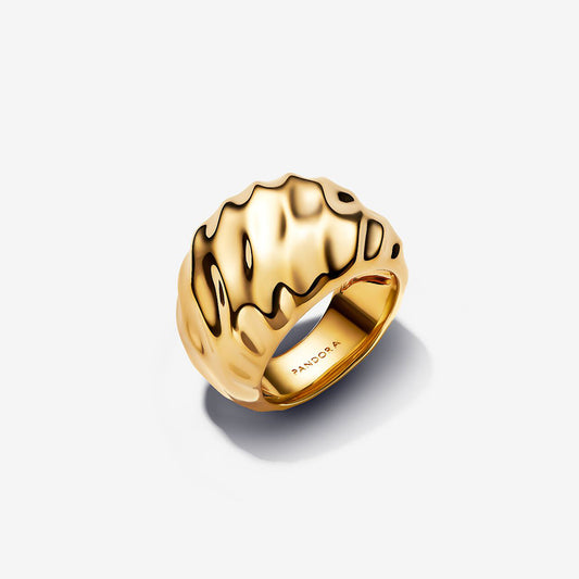 14k Gold Rippled Statement Ring