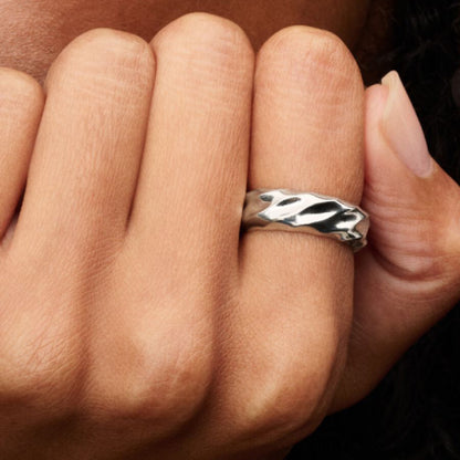 Sterling Silver Rippled Band Ring