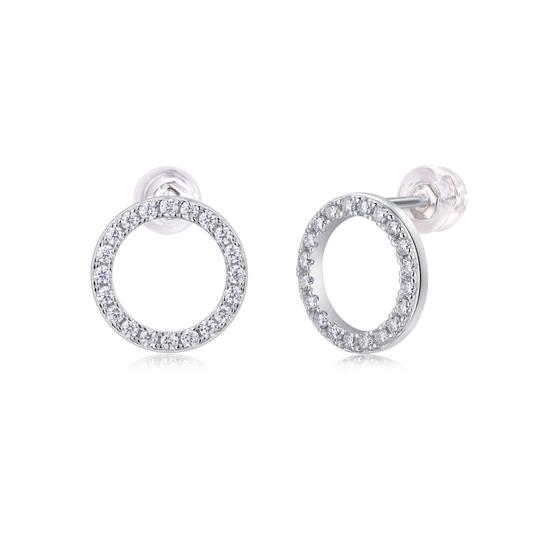 Round Diamond Stud Earrings in 925 Silver
