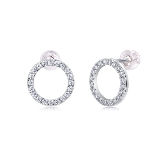 Round Diamond Stud Earrings in 925 Silver