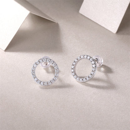 Round Diamond Stud Earrings in 925 Silver