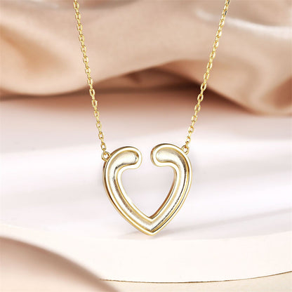 S925 Gold-Plated Sterling Silver Heart Pendant Necklace - Elegant Love Charm with Zirconia Accents