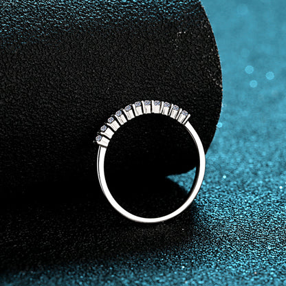 S925 Sterling Silver 0.16ct Moissanite Eternity Band | Camellia Engaged Ring with Simulated Diamonds