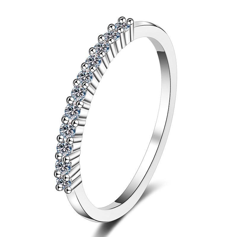 S925 Sterling Silver 0.16ct Moissanite Eternity Band | Camellia Engaged Ring with Simulated Diamonds
