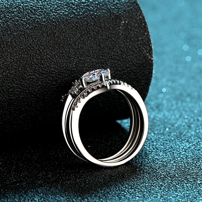 S925 Sterling Silver 0.80ct Moissanite Four-Prong Crown Ring with Triple-Wear Design
