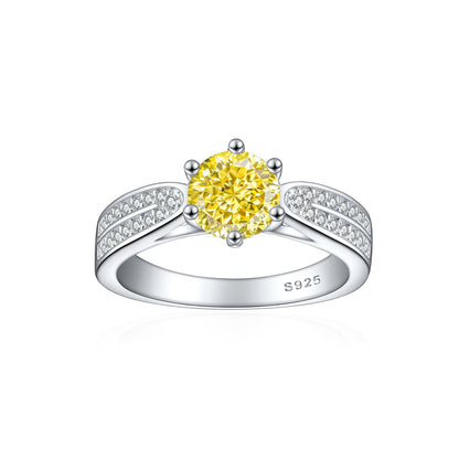 S925 Sterling Silver 1.2ct Ice-Cut Celestial Ring - 7×7mm Colored Gemstone Statement Jewelry