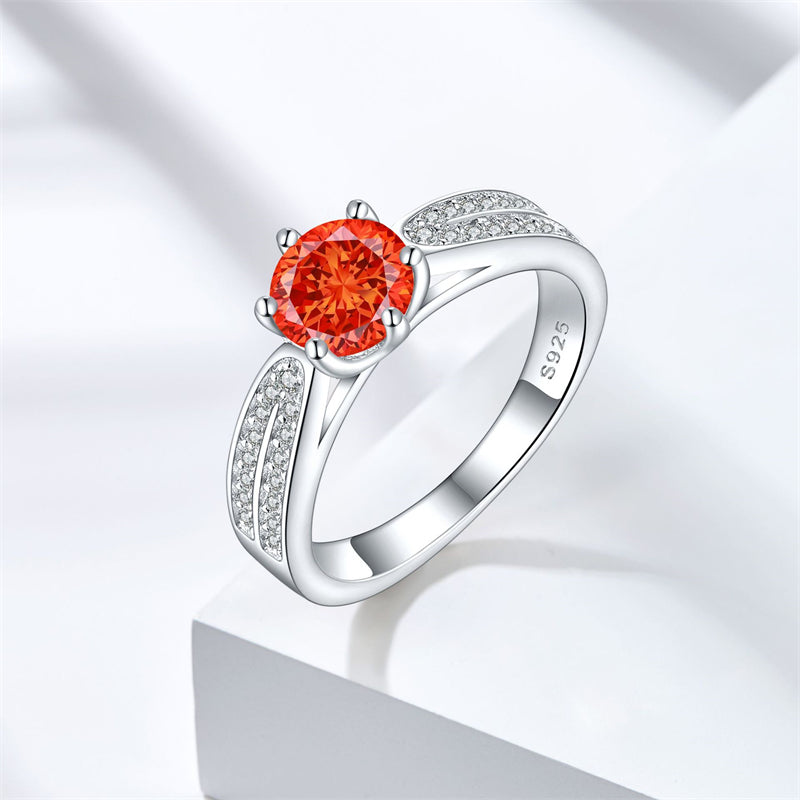 S925 Sterling Silver 1.2ct Ice-Cut Celestial Ring - 7×7mm Colored Gemstone Statement Jewelry