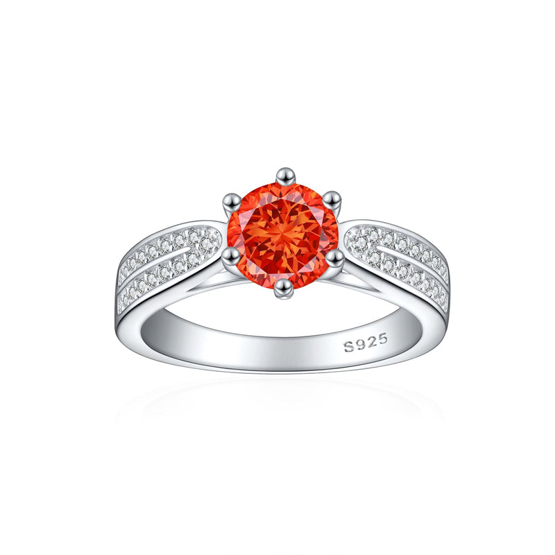 S925 Sterling Silver 1.2ct Ice-Cut Celestial Ring - 7×7mm Colored Gemstone Statement Jewelry