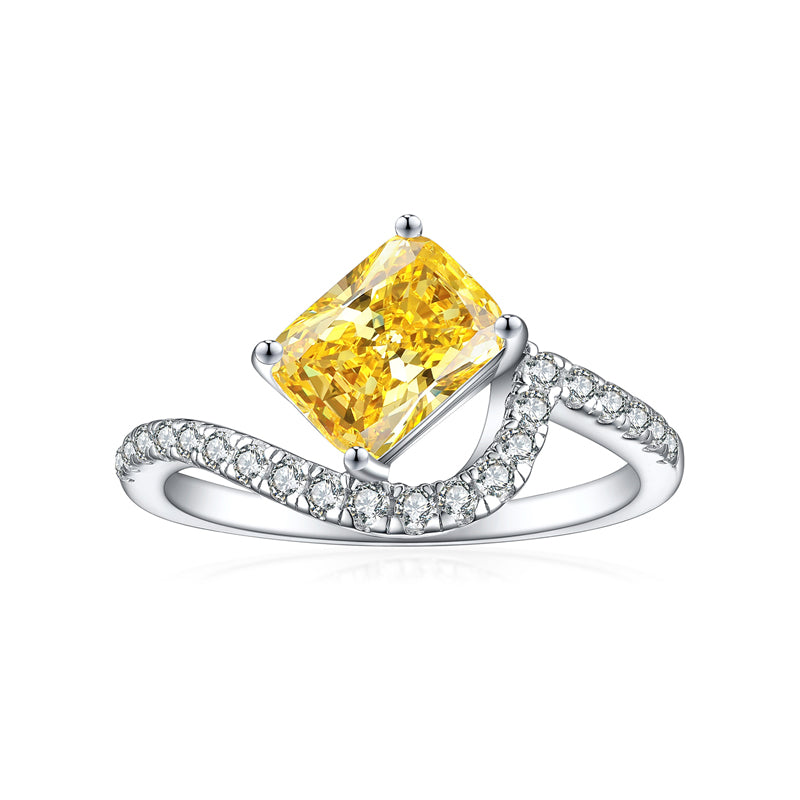 S925 Sterling Silver 1.5ct Flame-Cut Square Zirconia Ring - Luxury Geometric Statement Jewelry for Women