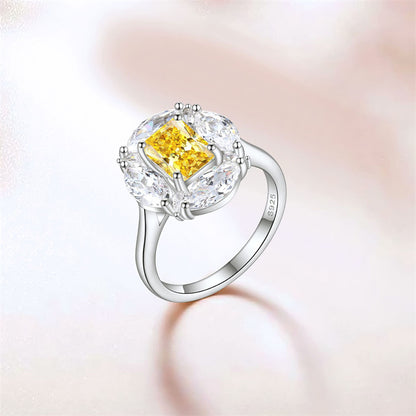 S925 Sterling Silver 1.5ct Square-Cut Wedding Ring - Icy Princess Cut Colored Gemstone Jewelry