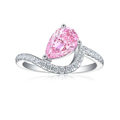 S925 Sterling Silver 1.5ct Teardrop Flame-Cut Ring - Elegant 6×9mm Princess Cut Zirconia Jewelry