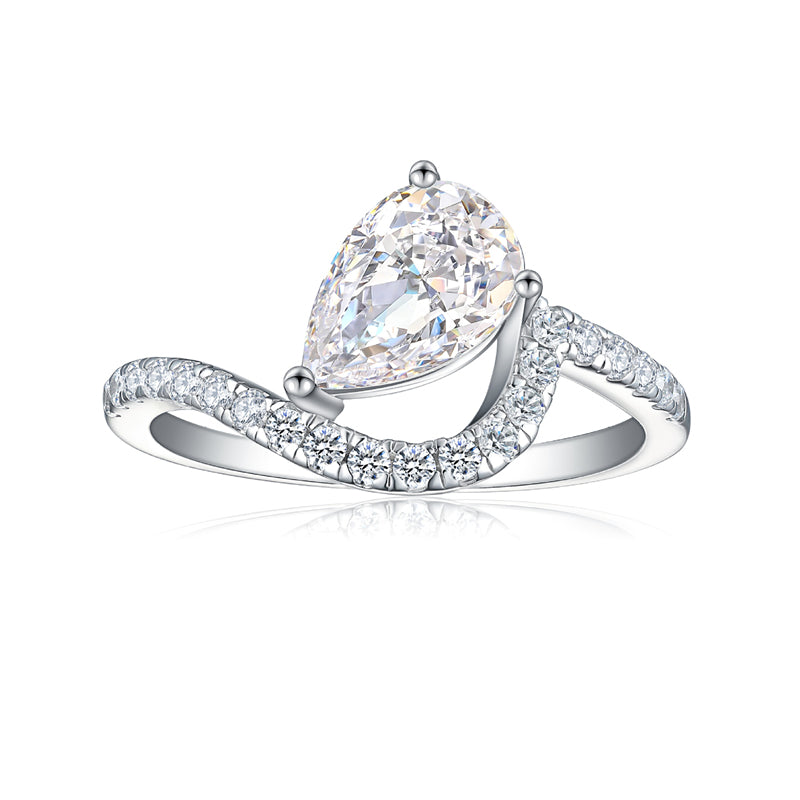 S925 Sterling Silver 1.5ct Teardrop Flame-Cut Ring - Elegant 6×9mm Princess Cut Zirconia Jewelry