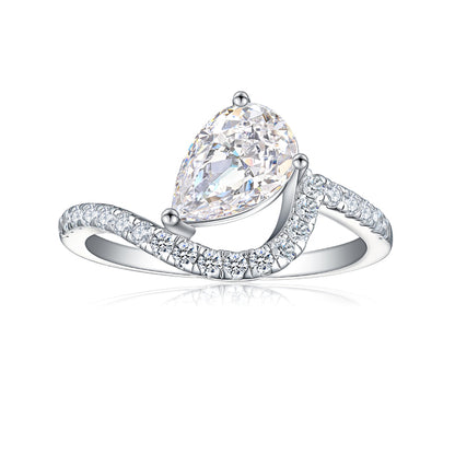 S925 Sterling Silver 1.5ct Teardrop Flame-Cut Ring - Elegant 6×9mm Princess Cut Zirconia Jewelry