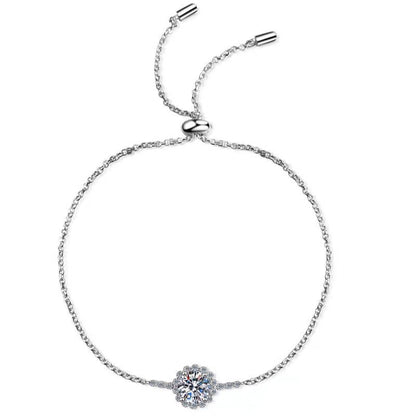 Sporty 5-Layer Rhodium Plated Sterling Silver Bracelet with 1ct Moissanite or 6.5mm Zircon - Cactus & Tree Design