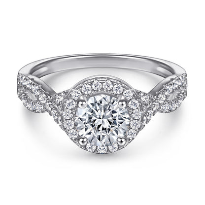 S925 Sterling Silver 1ct Hearts & Arrows Zirconia Engagement Ring - Classic Solitaire for Women