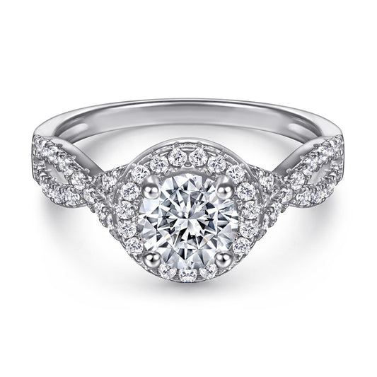 S925 Sterling Silver 1ct Hearts & Arrows Zirconia Engagement Ring - Classic Solitaire for Women