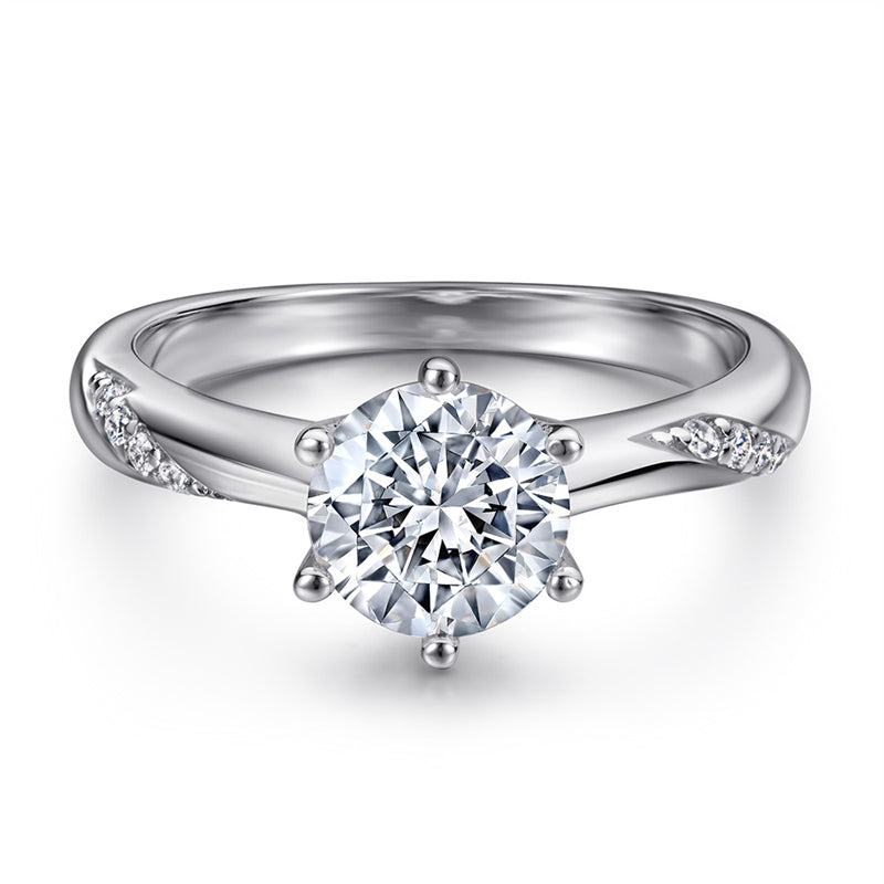 S925 Sterling Silver 1ct Solitaire Engagement Ring - Classic Six-Prong Zirconia Jewelry