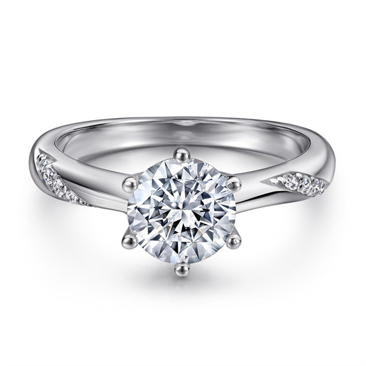 S925 Sterling Silver 1ct Solitaire Engagement Ring - Classic Six-Prong Zirconia Jewelry