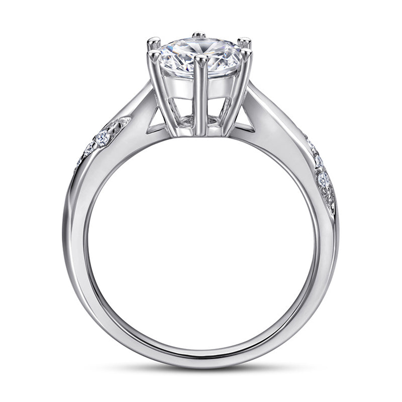 S925 Sterling Silver 1ct Solitaire Engagement Ring - Classic Six-Prong Zirconia Jewelry