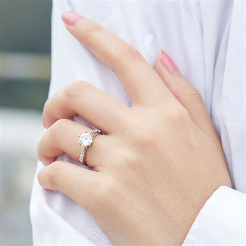 S925 Sterling Silver 1ct Solitaire Engagement Ring - Classic Six-Prong Zirconia Jewelry