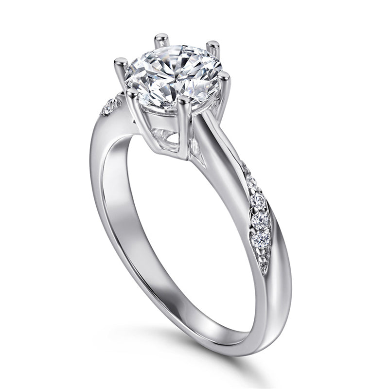 S925 Sterling Silver 1ct Solitaire Engagement Ring - Classic Six-Prong Zirconia Jewelry