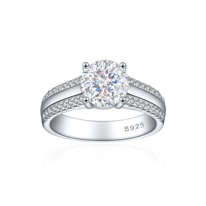 S925 Sterling Silver 2ct Flame-Cut Half Eternity Ring - 5A Zirconia Colored Gemstone Jewelry