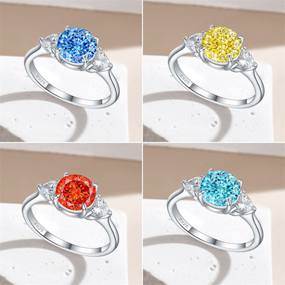 S925 Sterling Silver 2ct Flame-Cut Heart Ring - Icy Fire Princess Cut Zirconia Statement Ring