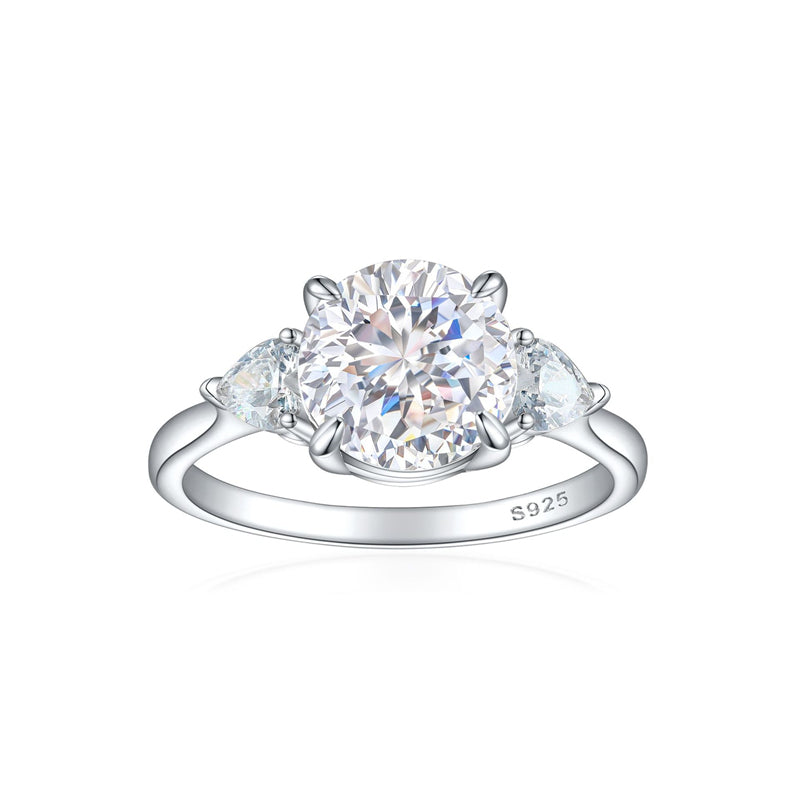 S925 Sterling Silver 2ct Flame-Cut Heart Ring - Icy Fire Princess Cut Zirconia Statement Ring