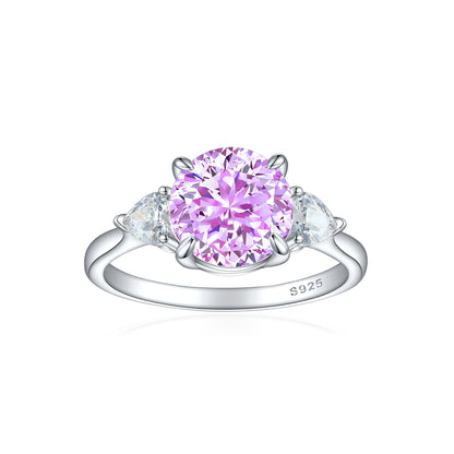 S925 Sterling Silver 2ct Flame-Cut Heart Ring - Icy Fire Princess Cut Zirconia Statement Ring