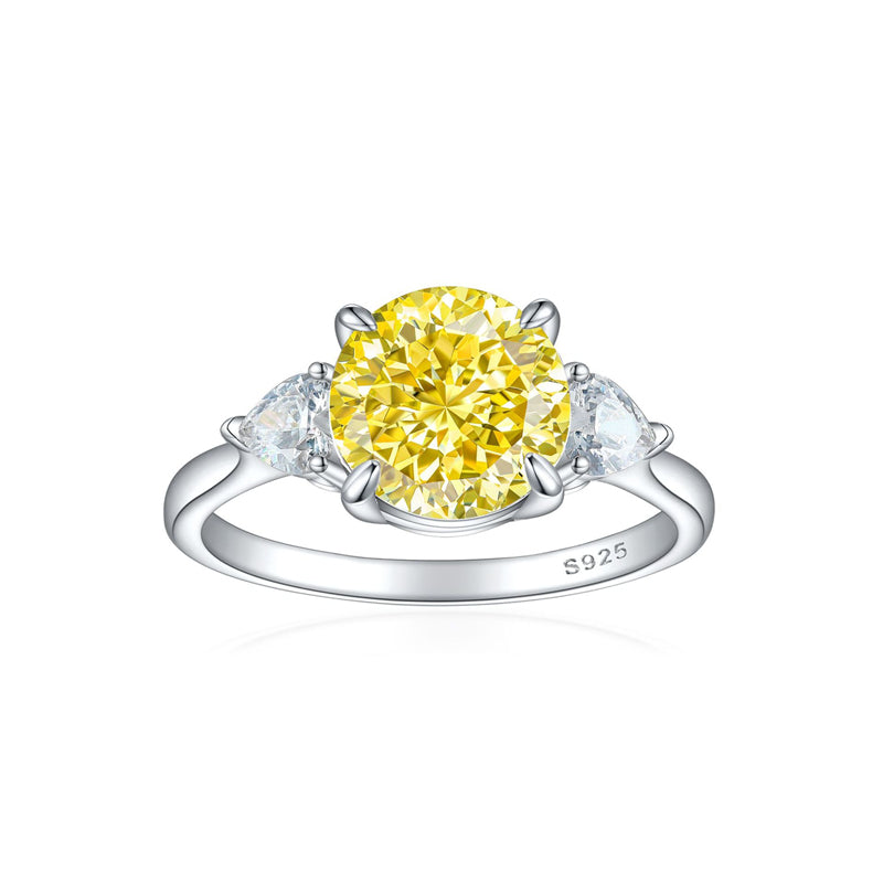 S925 Sterling Silver 2ct Flame-Cut Heart Ring - Icy Fire Princess Cut Zirconia Statement Ring