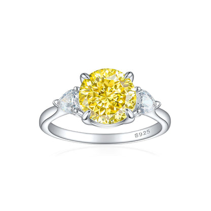 S925 Sterling Silver 2ct Flame-Cut Heart Ring - Icy Fire Princess Cut Zirconia Statement Ring