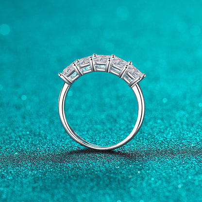 S925 Sterling Silver 2ct Princess Cut Moissanite Eternity Band with 18K Gold Plating
