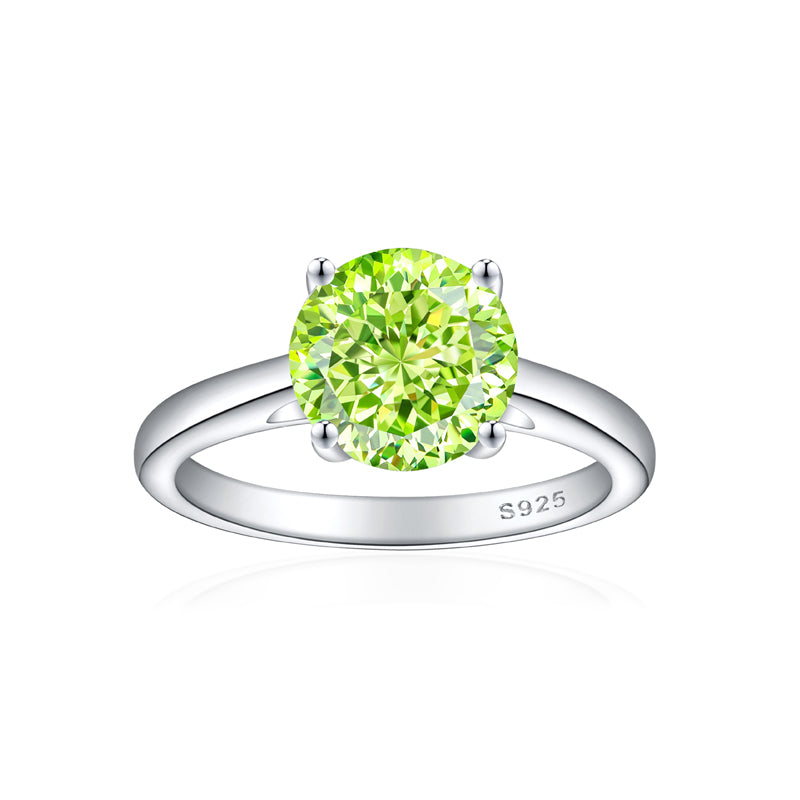 S925 Sterling Silver 2ct Round 100-Facet Flame Cut Ring - 8×8mm Floral Inspired Colored Gemstone Jewelry