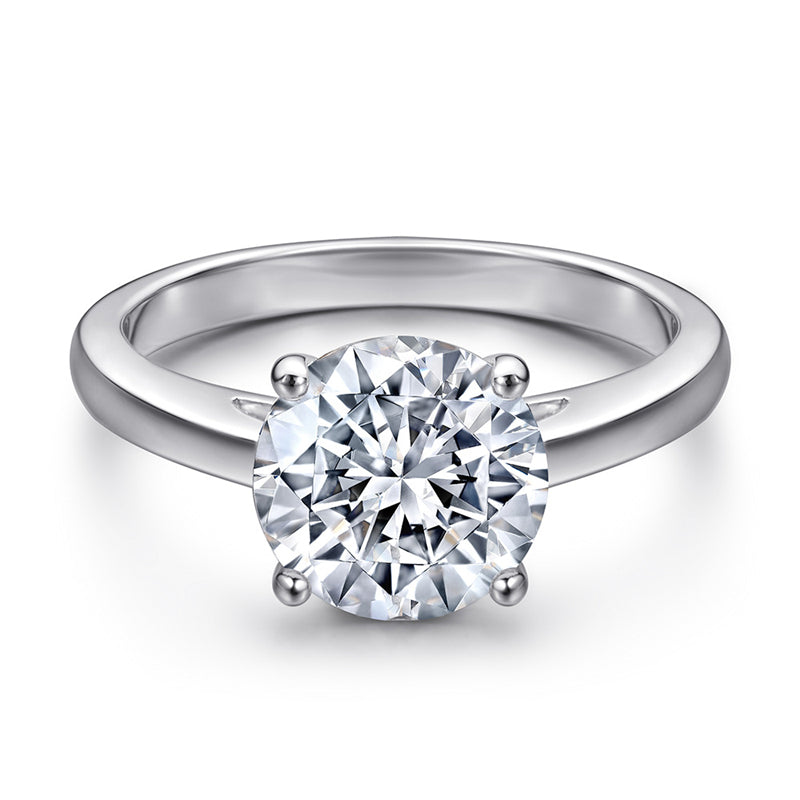 S925 Sterling Silver 2ct Solitaire Ring - Classic Four-Prong Zirconia Engagement Jewelry
