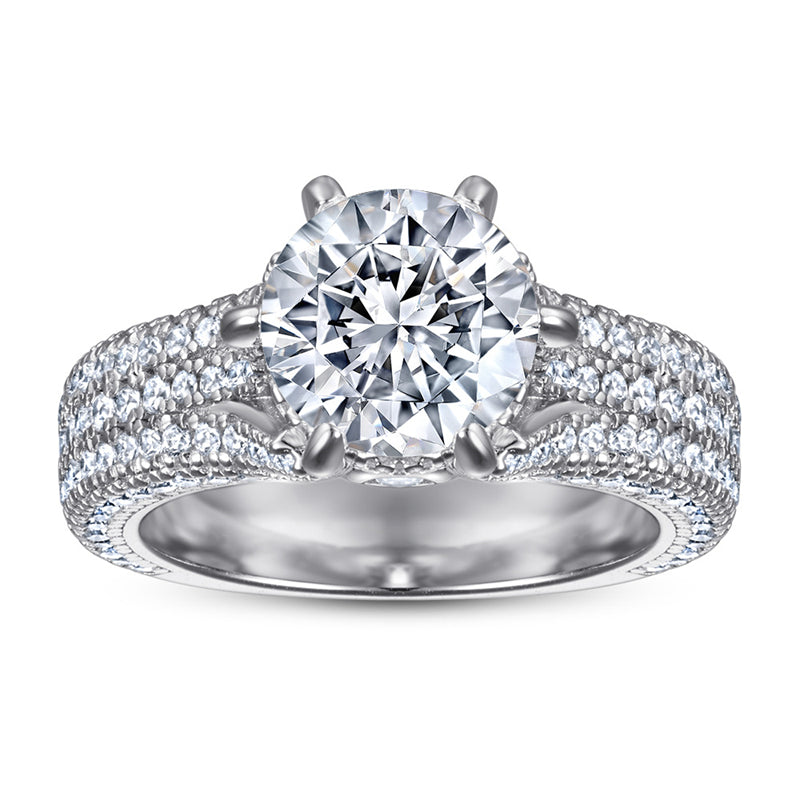 S925 Sterling Silver 2ct Solitaire Ring - Six-Prong Micro-Pavé Zirconia Statement Jewelry